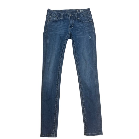 Miss Me Jeans Skinny Blue Embellished Cotton Y2K Vintage Casual Low Rise 27 - Picture 2 of 7